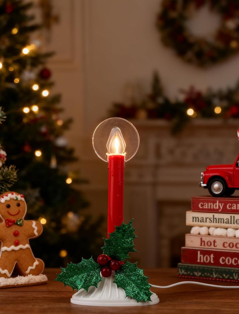 Adirxon Plug in Electric Christmas Window Candles, 2-Pack with 2 Extra Bulbs, Red Taper Candle Lamp with 2200K Warm White Glow for Windows, Festive Party & Holiday Decorations - Image 5